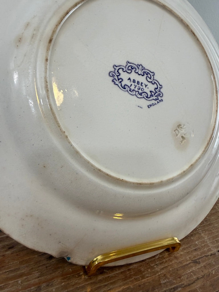 Antique English Lilac Transferware Plate Late 19th Century Abbey 1790 *Old Chip on Back* 